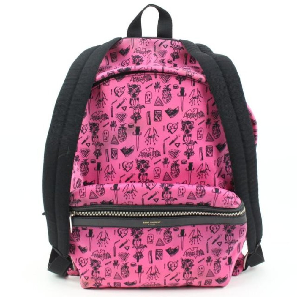 Saint Laurent Hot Pink Doodle Print City Backpack 54ys23s